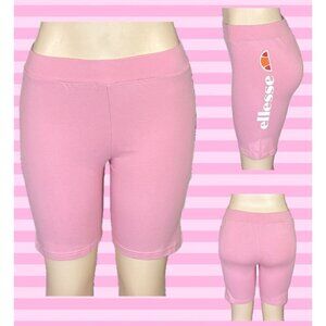Ellesse L Pink Side Name Logo Elastic Waistband Cotton Stretch Bike Shorts